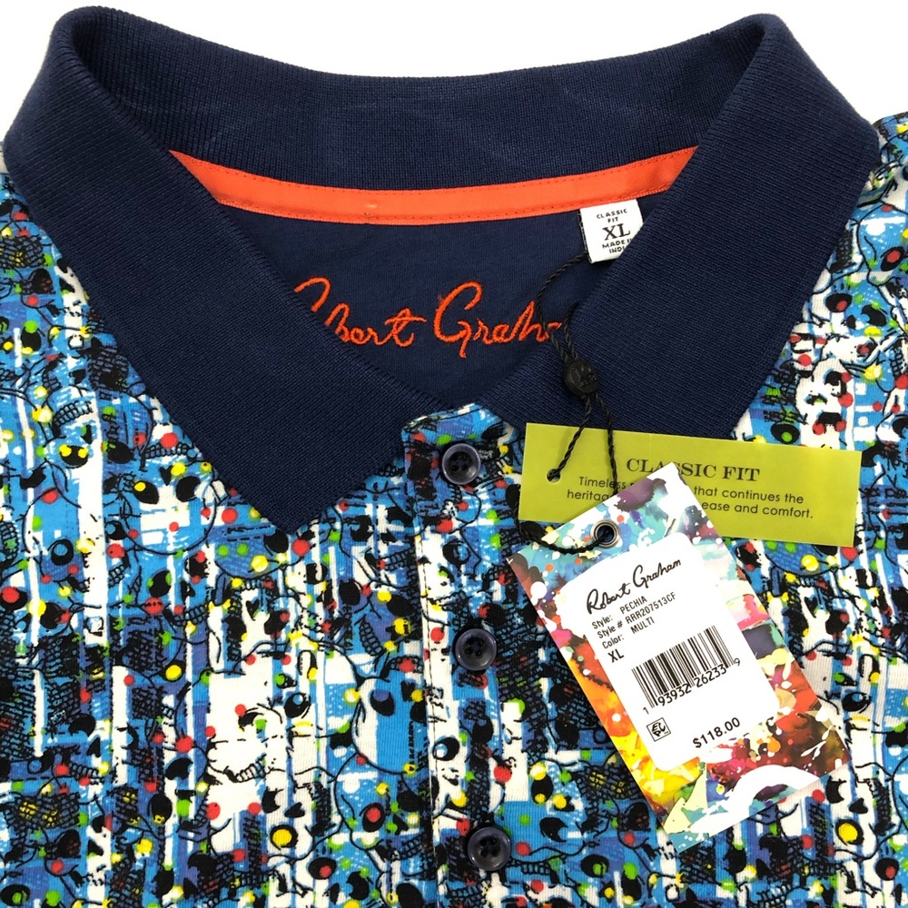 Robert Graham Pechia Short Sleeve Polo Shirt NWT - Picture 6 of 12